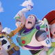 Woody, Buzz Lightyear, and Jessie having a moment.